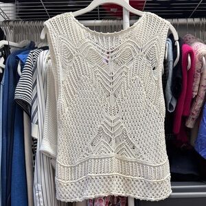 Abercrombie & Fitch Ivory Knit Sleeveless Top